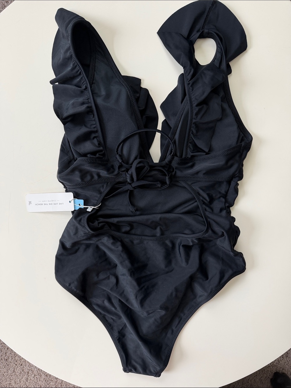 Cupshe Black Ruffle One-Piece Swimsuit - Picture 3 of 5